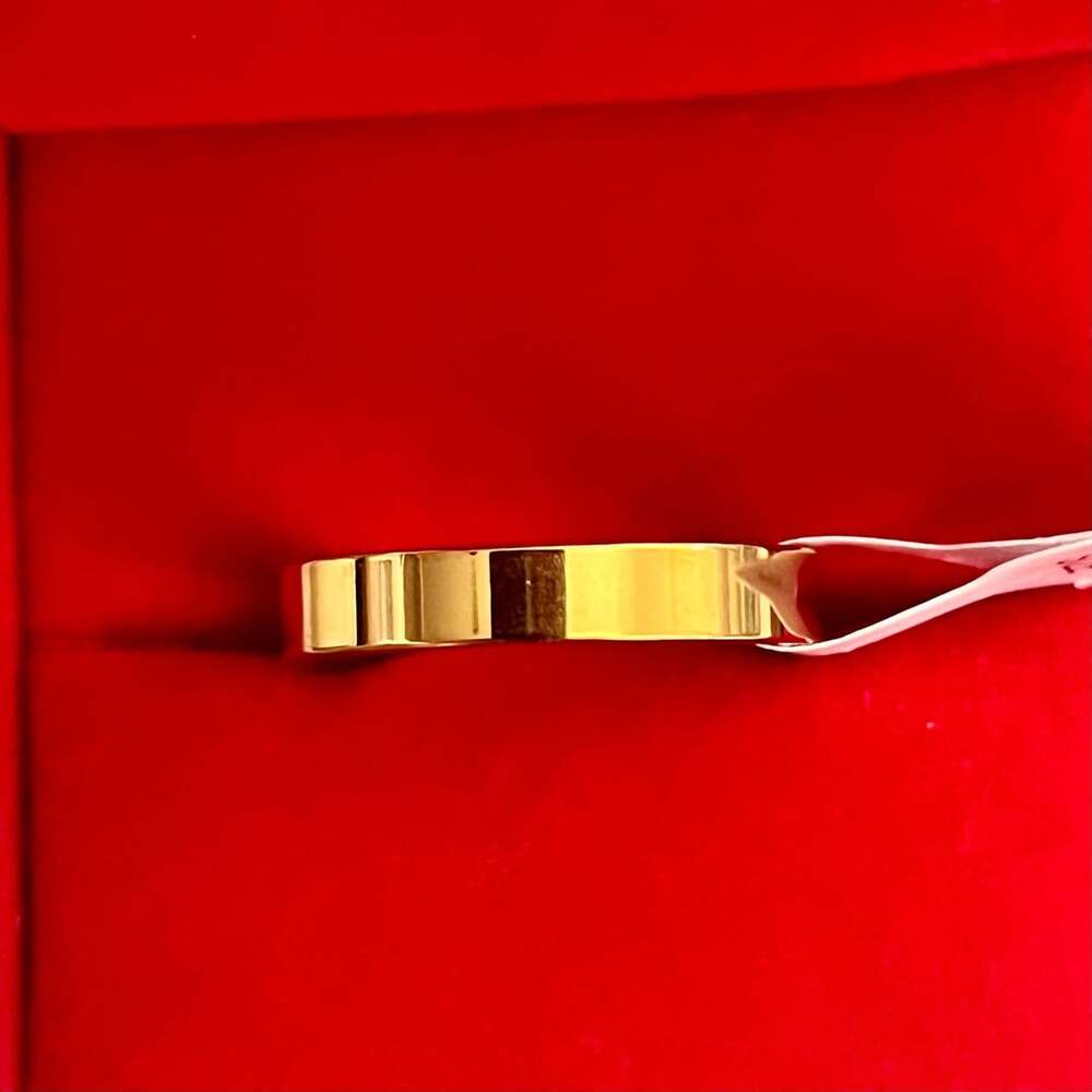 Classic Gold Flat Band Ring Stainless Steel 4mm Band Size 9